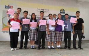 students and 3 teachers from Ligao National High School, Ligao City - Pilar Reading center